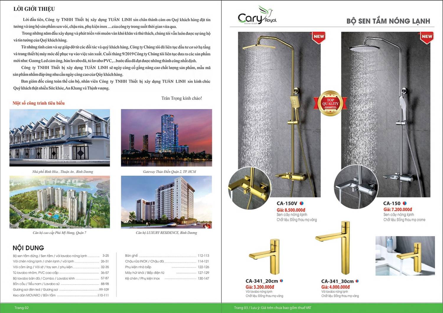 Thiết bị vệ sinh CARY ROYAL Catalogue và Bảng giá mới nhất 2024 - 2025 /Page 2